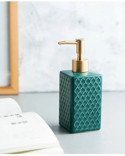 Nordic Ceramic Soap Dispenser Square Lotion Bottle Shampoo Conditioner Sub Bottle Shower Gel Bottle Bathroom Accessories