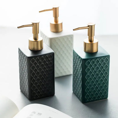 Nordic Ceramic Soap Dispenser Square Lotion Bottle Shampoo Conditioner Sub Bottle Shower Gel Bottle Bathroom Accessories