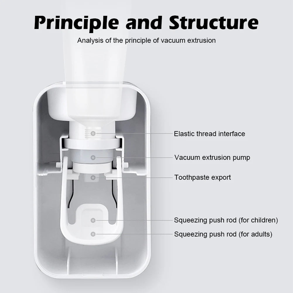 1PCS Automatic Toothpaste Dispenser Toothpaste Squeezer Home Shower Decor is Wall Mounted Bathroom Accessories Organizer Gray