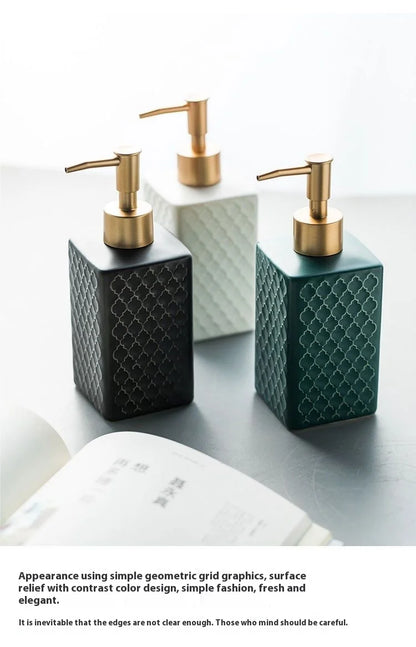 Nordic Ceramic Soap Dispenser Square Lotion Bottle Shampoo Conditioner Sub Bottle Shower Gel Bottle Bathroom Accessories