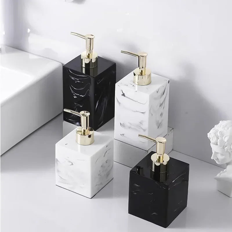 Hotel Hand Sanitizer Bottle Marbled Square Resin Soap Dispenser Travel Portable Lotion Bottle Shampoo Bottle Bathroom Accessorie