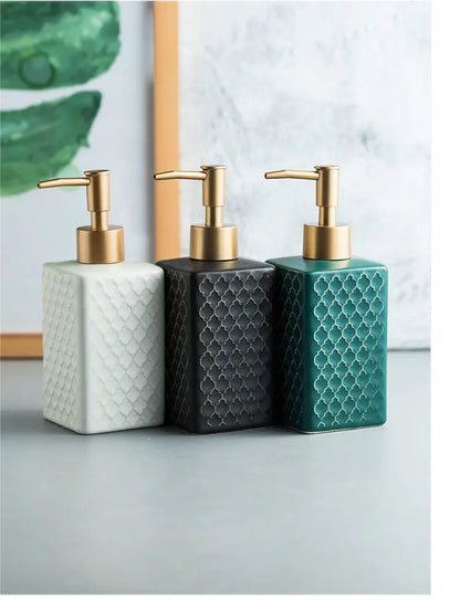 Nordic Ceramic Soap Dispenser Square Lotion Bottle Shampoo Conditioner Sub Bottle Shower Gel Bottle Bathroom Accessories