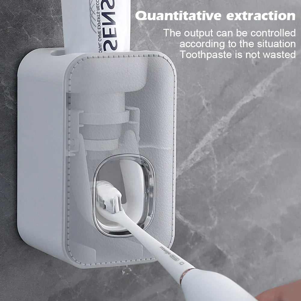 1PCS Automatic Toothpaste Dispenser Toothpaste Squeezer Home Shower Decor is Wall Mounted Bathroom Accessories Organizer Gray