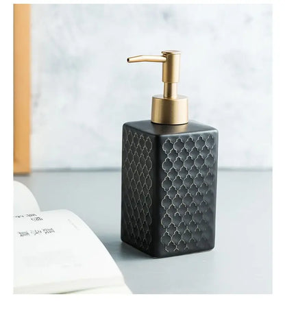 Nordic Ceramic Soap Dispenser Square Lotion Bottle Shampoo Conditioner Sub Bottle Shower Gel Bottle Bathroom Accessories
