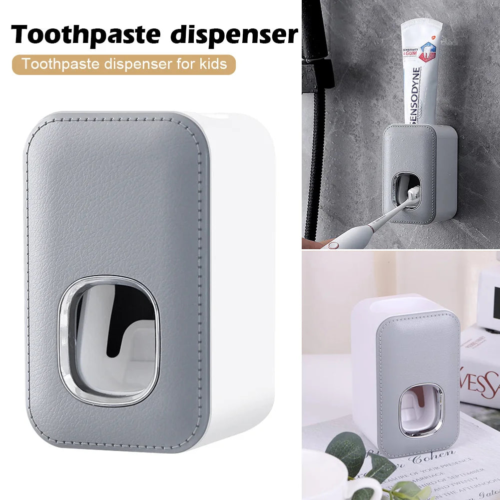 1PCS Automatic Toothpaste Dispenser Toothpaste Squeezer Home Shower Decor is Wall Mounted Bathroom Accessories Organizer Gray