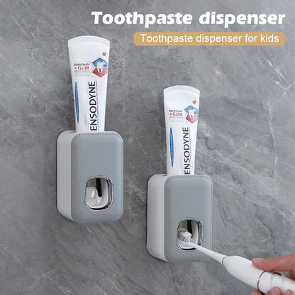 1PCS Automatic Toothpaste Dispenser Toothpaste Squeezer Home Shower Decor is Wall Mounted Bathroom Accessories Organizer Gray