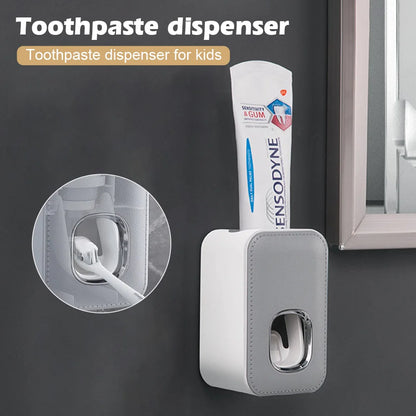 1PCS Automatic Toothpaste Dispenser Toothpaste Squeezer Home Shower Decor is Wall Mounted Bathroom Accessories Organizer Gray