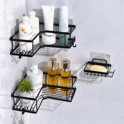 Punch-free Bathroom Triangle Shelf Drain Water Wall Hanging Multifunctional Corner Storage Rack Bathroom Accessories