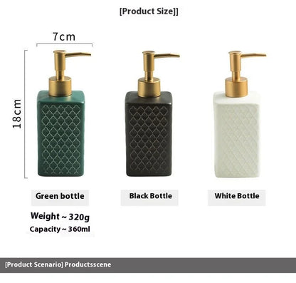 Nordic Ceramic Soap Dispenser Square Lotion Bottle Shampoo Conditioner Sub Bottle Shower Gel Bottle Bathroom Accessories