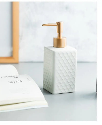 Nordic Ceramic Soap Dispenser Square Lotion Bottle Shampoo Conditioner Sub Bottle Shower Gel Bottle Bathroom Accessories