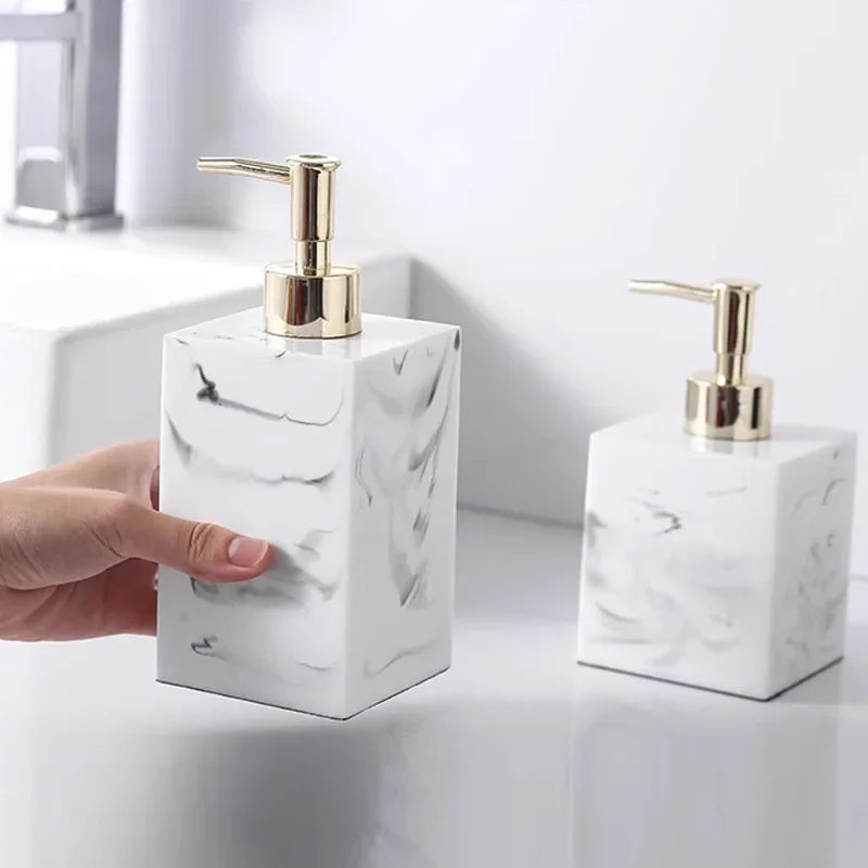 Hotel Hand Sanitizer Bottle Marbled Square Resin Soap Dispenser Travel Portable Lotion Bottle Shampoo Bottle Bathroom Accessorie