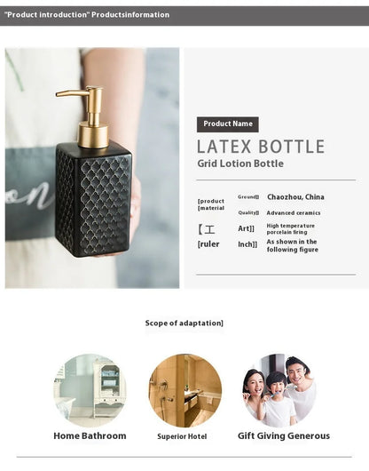 Nordic Ceramic Soap Dispenser Square Lotion Bottle Shampoo Conditioner Sub Bottle Shower Gel Bottle Bathroom Accessories