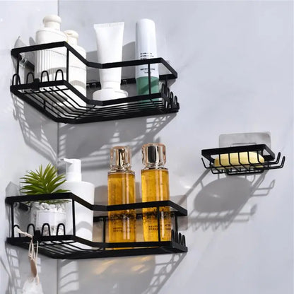 Punch-free Bathroom Triangle Shelf Drain Water Wall Hanging Multifunctional Corner Storage Rack Bathroom Accessories