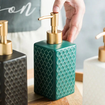 Nordic Ceramic Soap Dispenser Square Lotion Bottle Shampoo Conditioner Sub Bottle Shower Gel Bottle Bathroom Accessories
