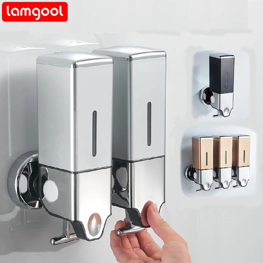 Lamgool Square Soap Dispenser Shower Gel Dispenser Wall Mount Shampoo Liquid Dispenser Household Bathroom Accessories Kitchen