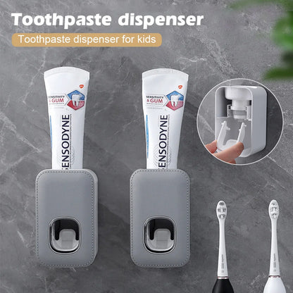 1PCS Automatic Toothpaste Dispenser Toothpaste Squeezer Home Shower Decor is Wall Mounted Bathroom Accessories Organizer Gray